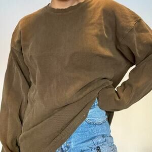 Oversized thermal pullover dark green